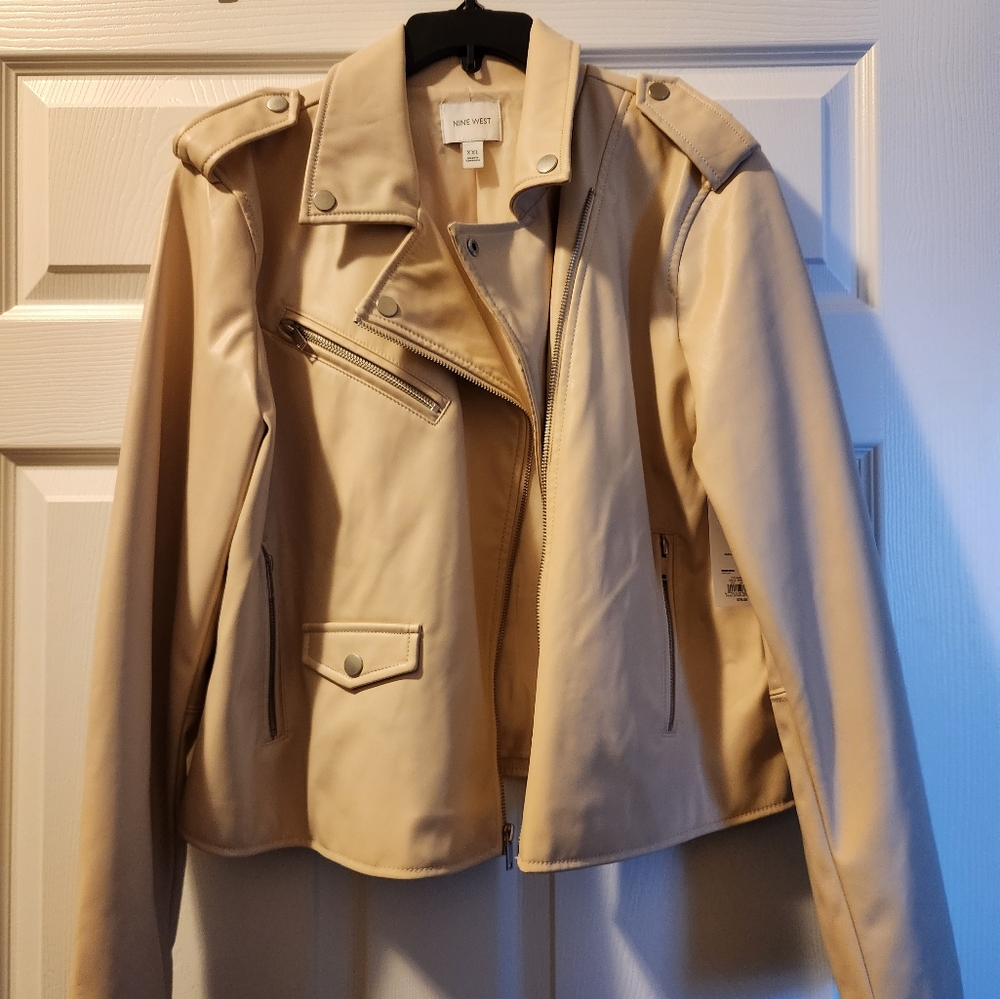 NWT Women's Nine West Faux-Leather Moto Jacket XXL